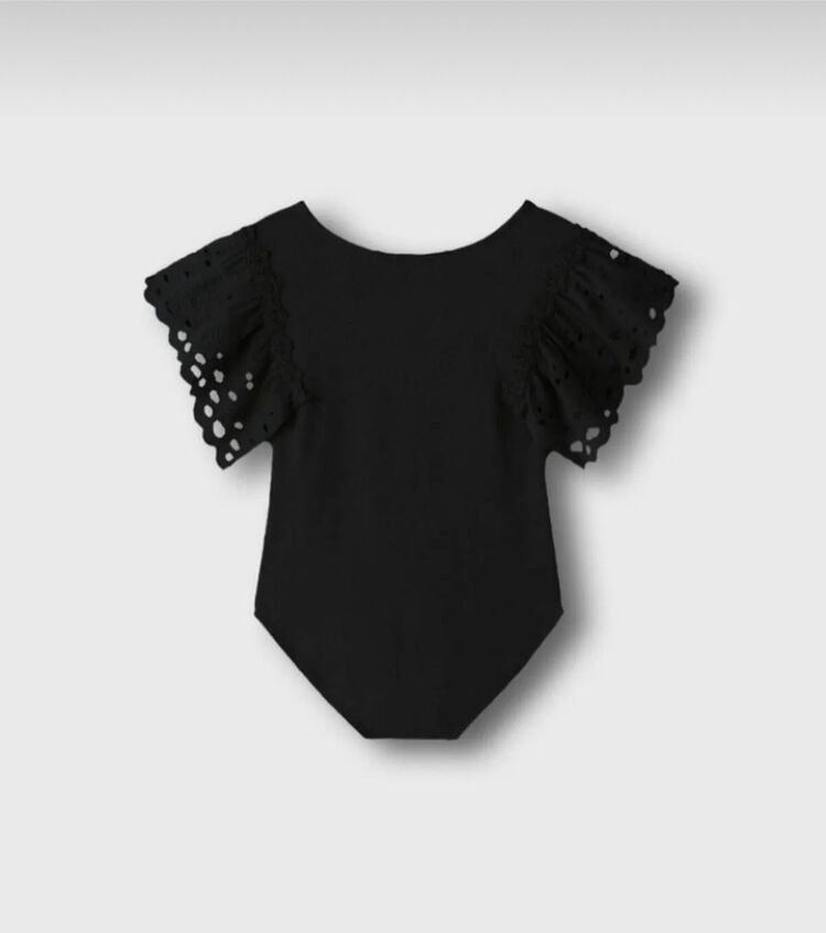KIZ ÇOCUK KISA KOLLU PAMUKLU ÇITÇITLI BODY
