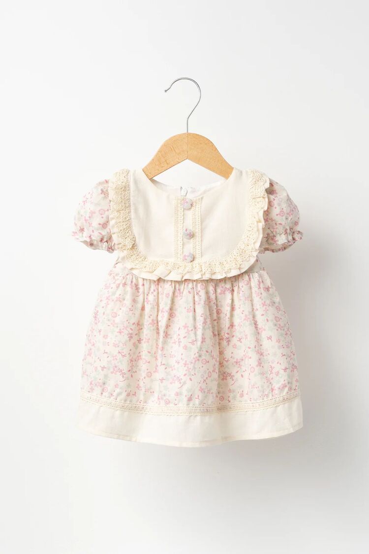 KIZ BEBEK FİSTO DETAYLI PAMUKLU ELBİSE
