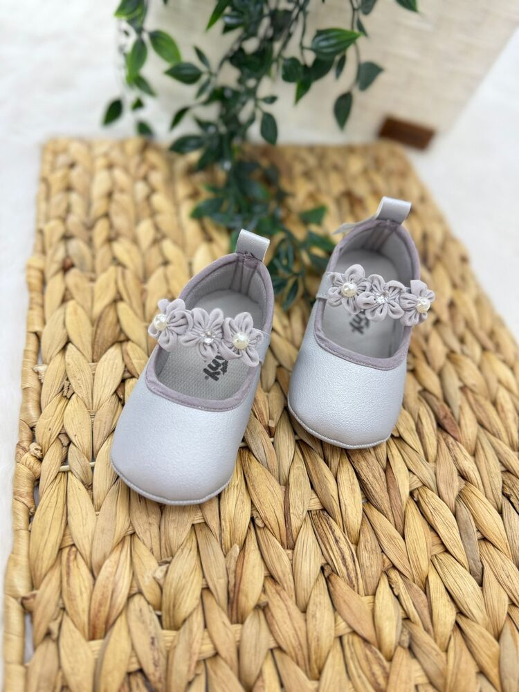 KIZ BEBEK ÇİÇEK DETAYLI ÖZEL GÜN AYAKKABISI