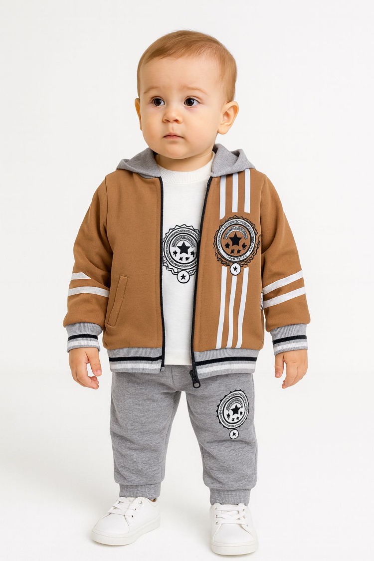 ERKEK BEBEK CEKETLİ 3'LÜ TAKIM ALT - ÜST TAKIM