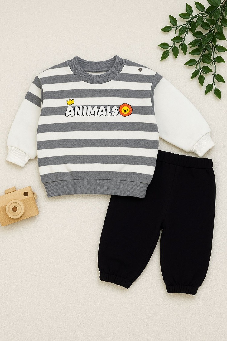 ERKEK BEBEK ALT - ÜST 2'Lİ TAKIM PAMUKLU KUMAŞ 