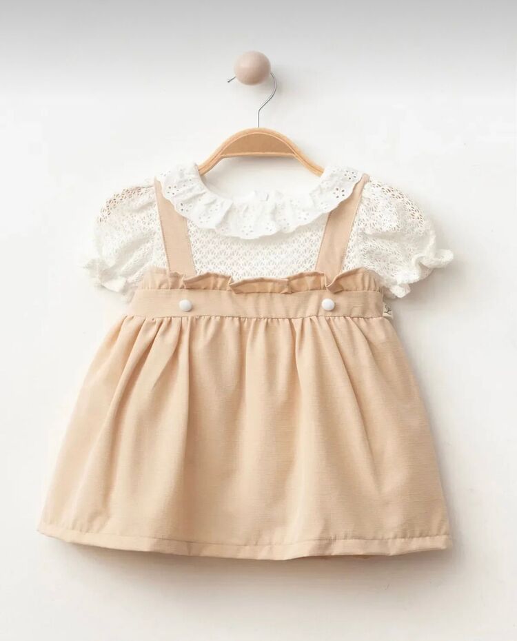KIZ BEBEK DANTEL DETAYLI PAMUKLU ELBİSE 9-12-18-24 AY