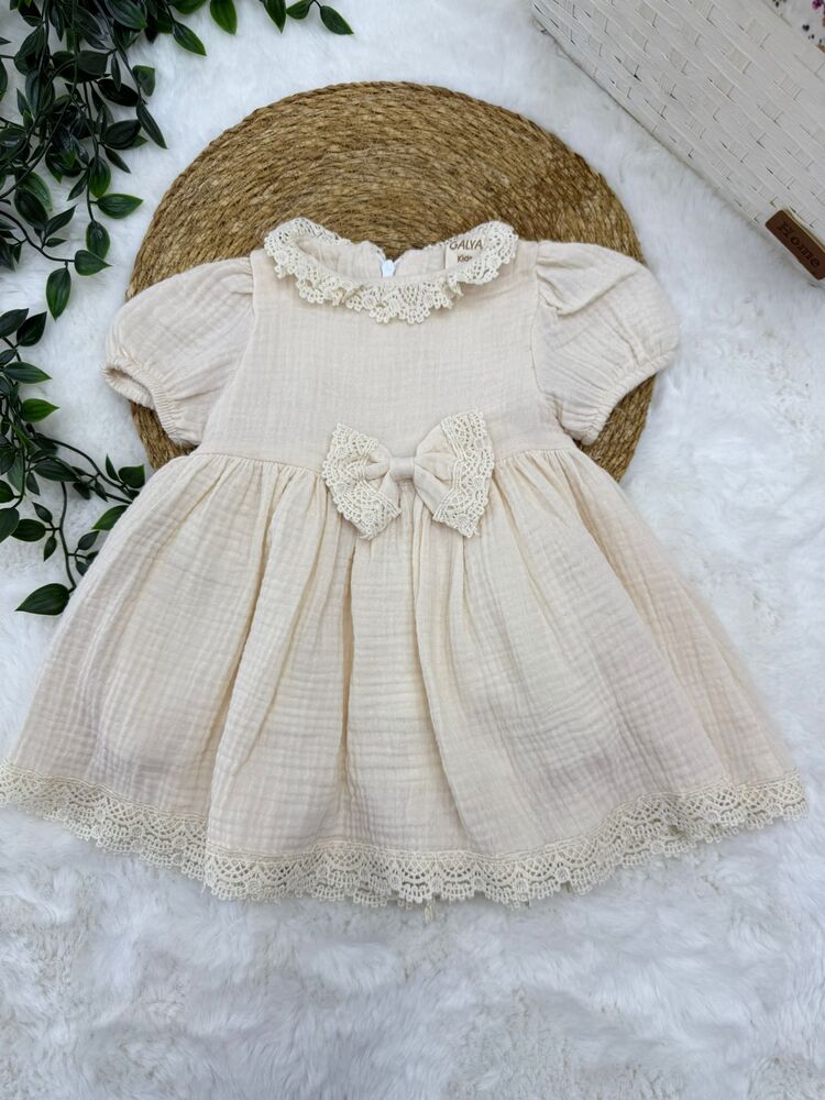KIZ BEBEK PAMUKLU FİYONK DETAYLI ELBİSE