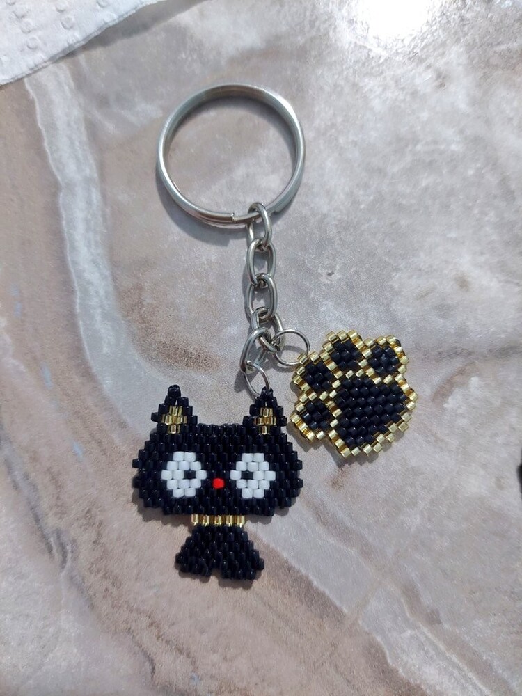 kara kedi pati (şans) anahtarlik 