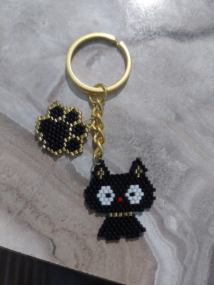 kara kedi pati (şans) anahtarlik 