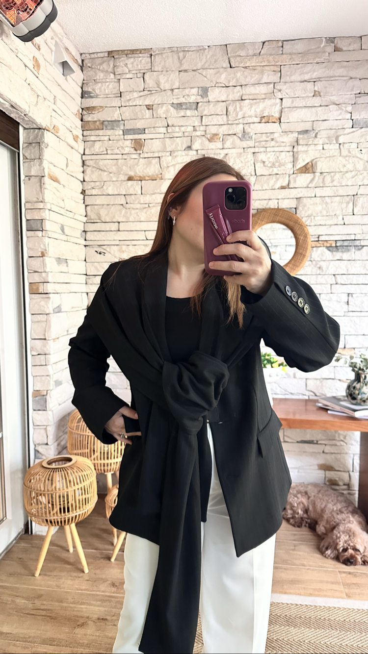 Blazer şal detaylı