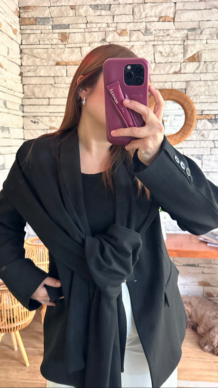 Blazer şal detaylı
