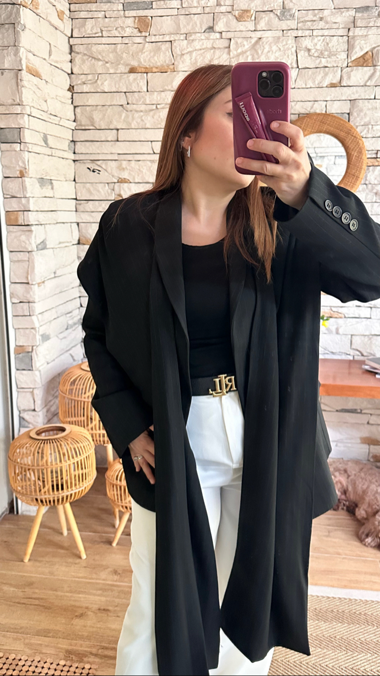 Blazer şal detaylı