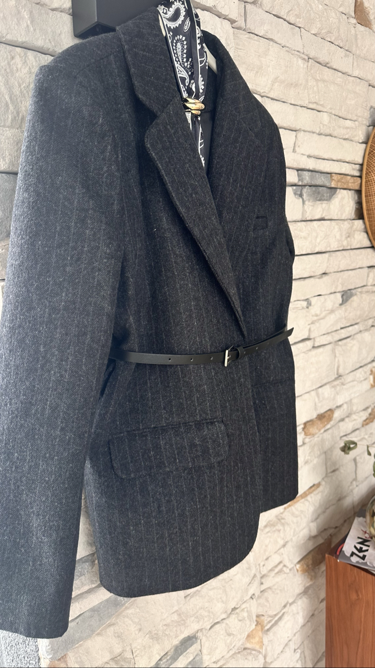 Kaşe çizgili blazer