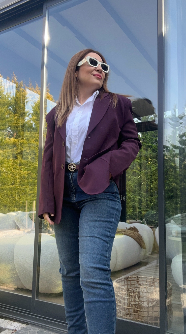 Mürdüm blazer ceket