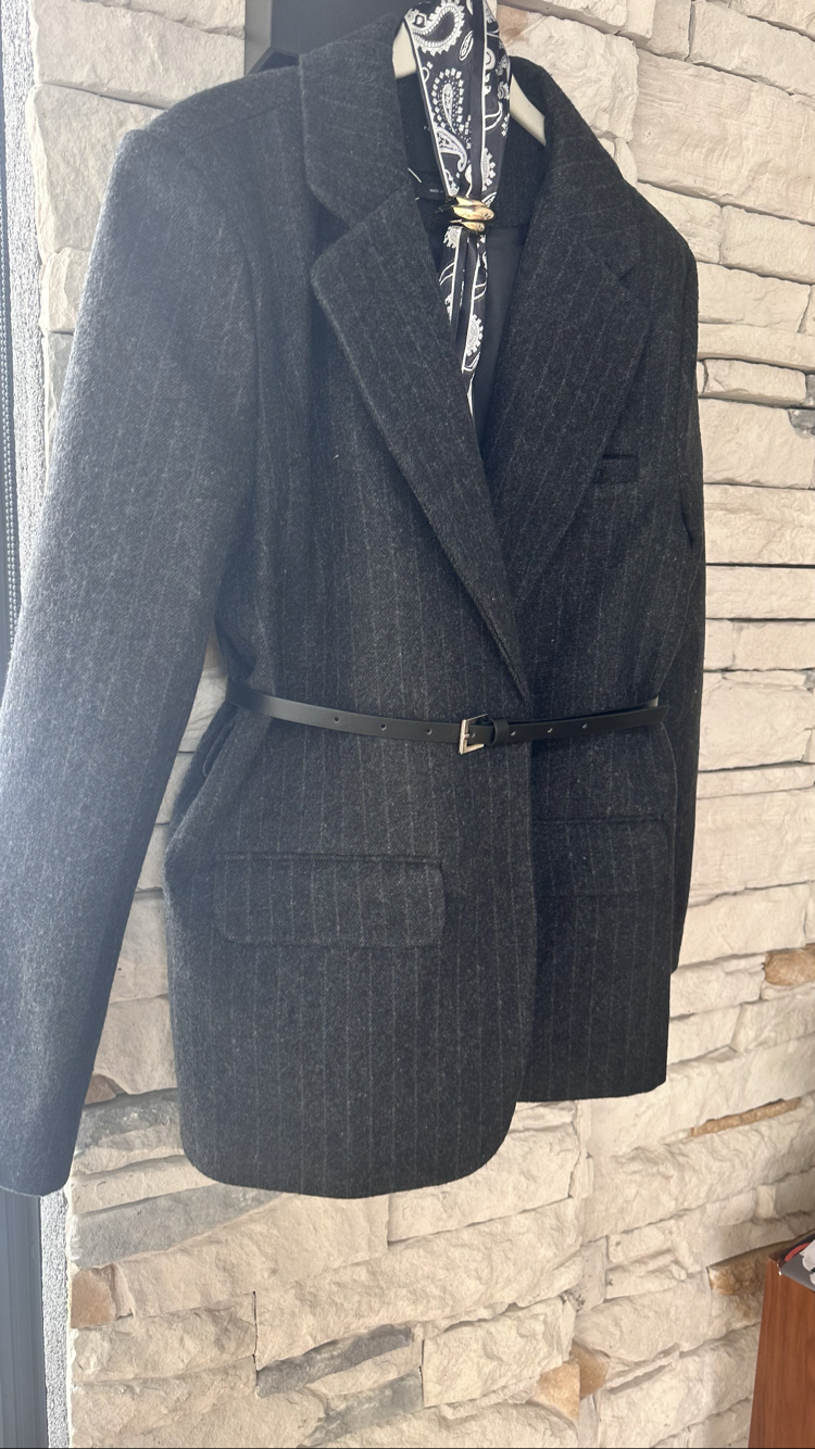 Kaşe çizgili blazer