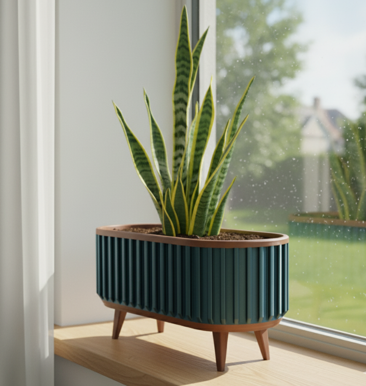 Ribbed Oval Saksı