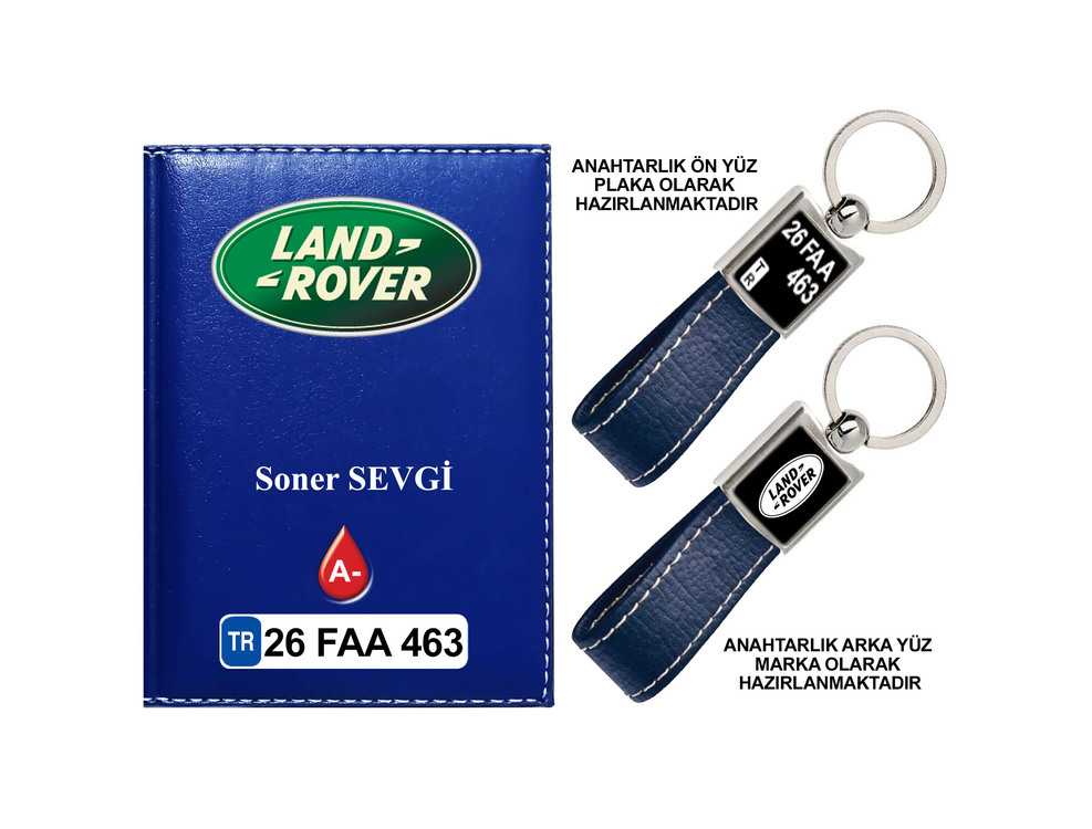 Plakanıza Özel Land Rover Logolu Ruhsat Kabı ve Anahtarlık 4 Renk Seçeneği Mevcuttur.
