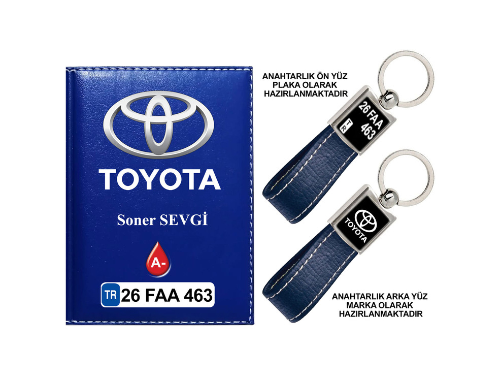 Plakanıza Özel Toyota Logolu Ruhsat Kabı ve Anahtarlık 4 Renk Seçeneği Mevcuttur.