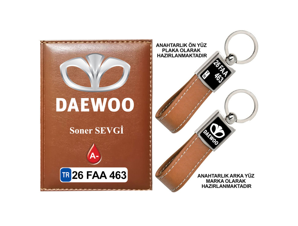 Plakanıza Özel Daewoo Logolu Ruhsat Kabı ve Anahtarlık 4 Renk Seçeneği Mevcuttur.