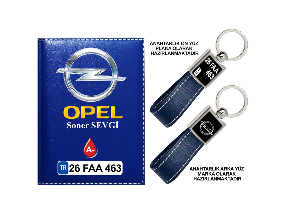 Plakanıza Özel Opel Logolu Ruhsat Kabı ve Anahtarlık 4 Renk Seçeneği Mevcuttur.