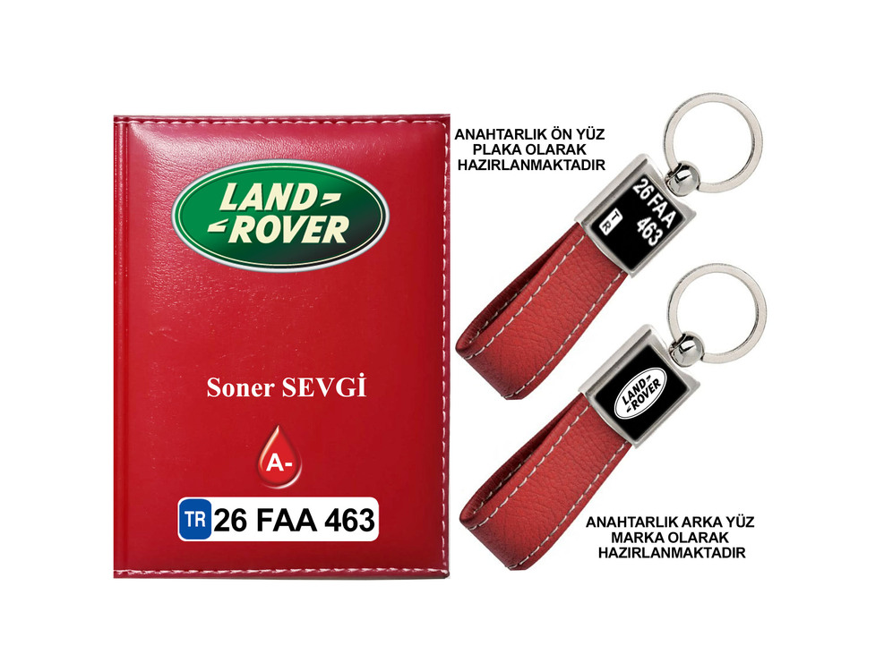 Plakanıza Özel Land Rover Logolu Ruhsat Kabı ve Anahtarlık 4 Renk Seçeneği Mevcuttur.