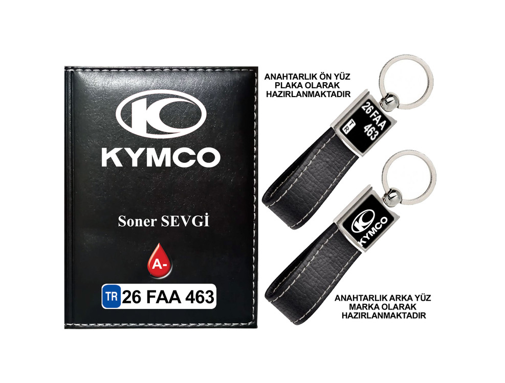 Plakanıza Özel Kymco Logolu Ruhsat Kabı ve Anahtarlık 4 Renk Seçeneği Mevcuttur.