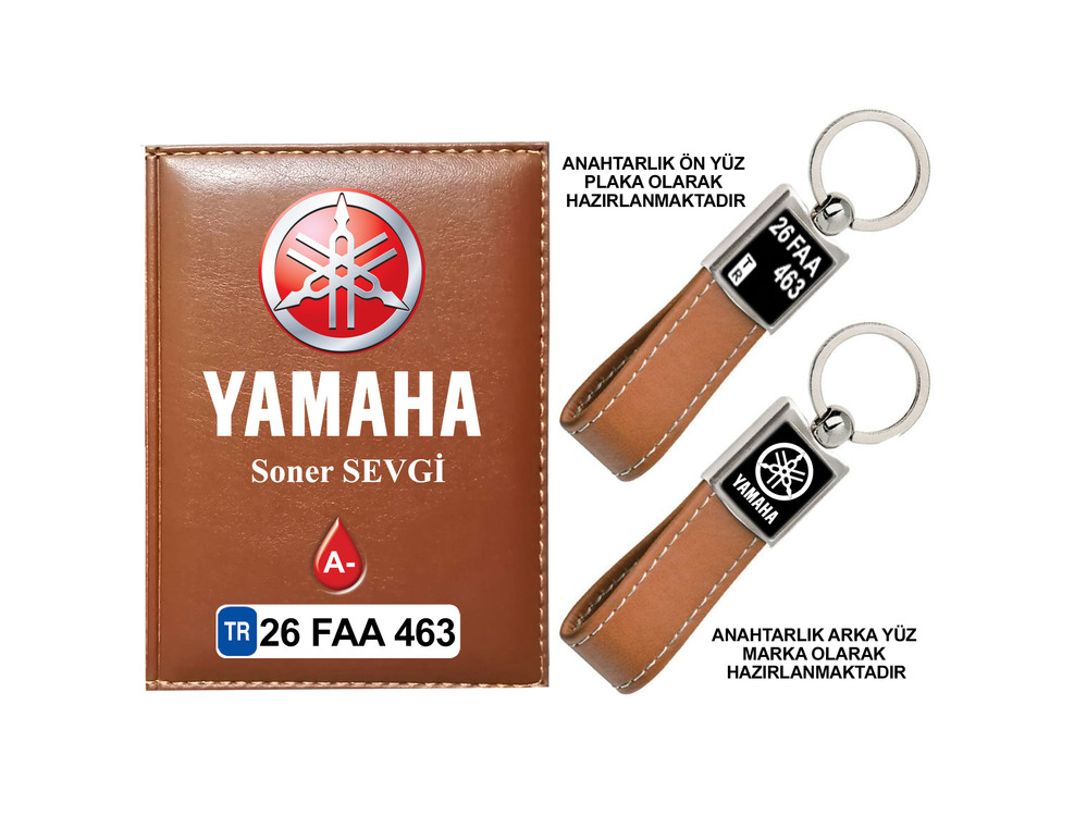 Plakanıza Özel Yamaha Logolu  Ruhsat Kabı ve Anahtarlık 4 Renk Seçeneği Mevcuttur.