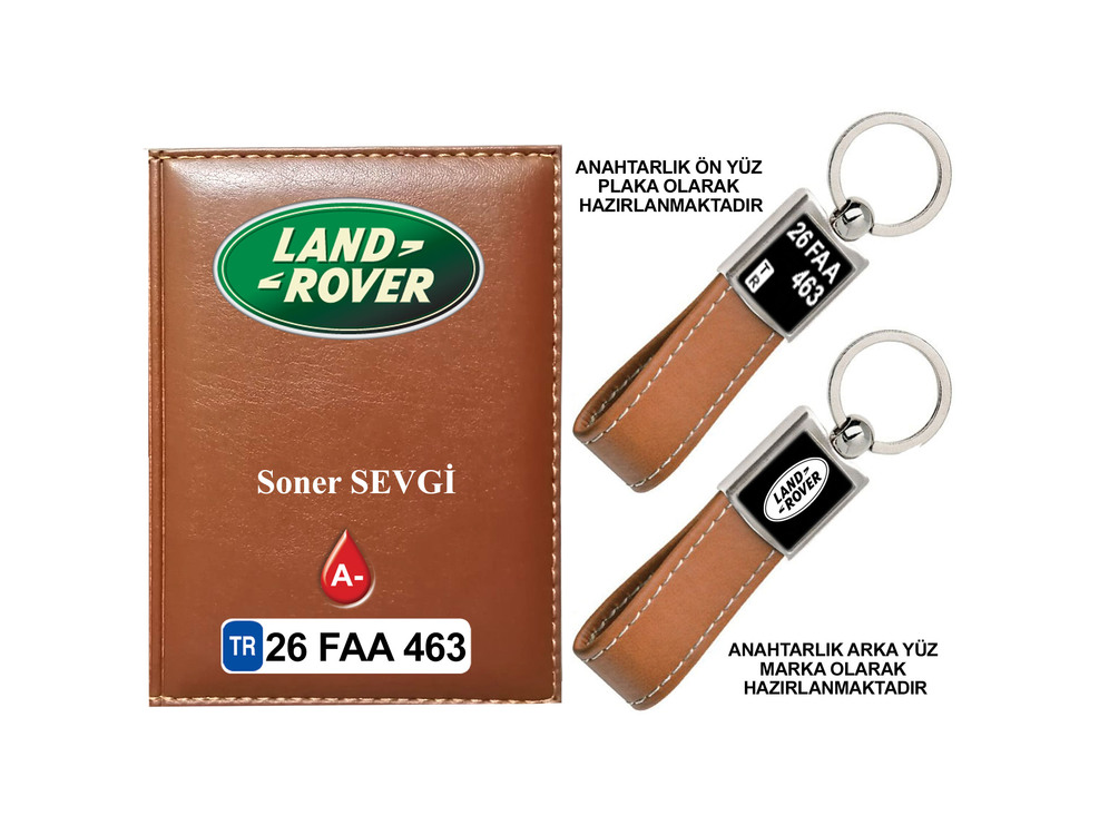 Plakanıza Özel Land Rover Logolu Ruhsat Kabı ve Anahtarlık 4 Renk Seçeneği Mevcuttur.