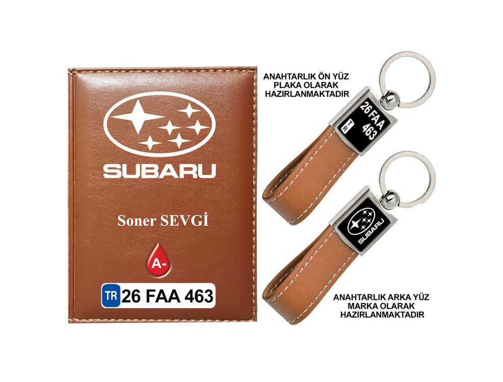 Plakanıza Özel Subaru Logolu Ruhsat Kabı ve Anahtarlık 4 Renk Seçeneği Mevcuttur.