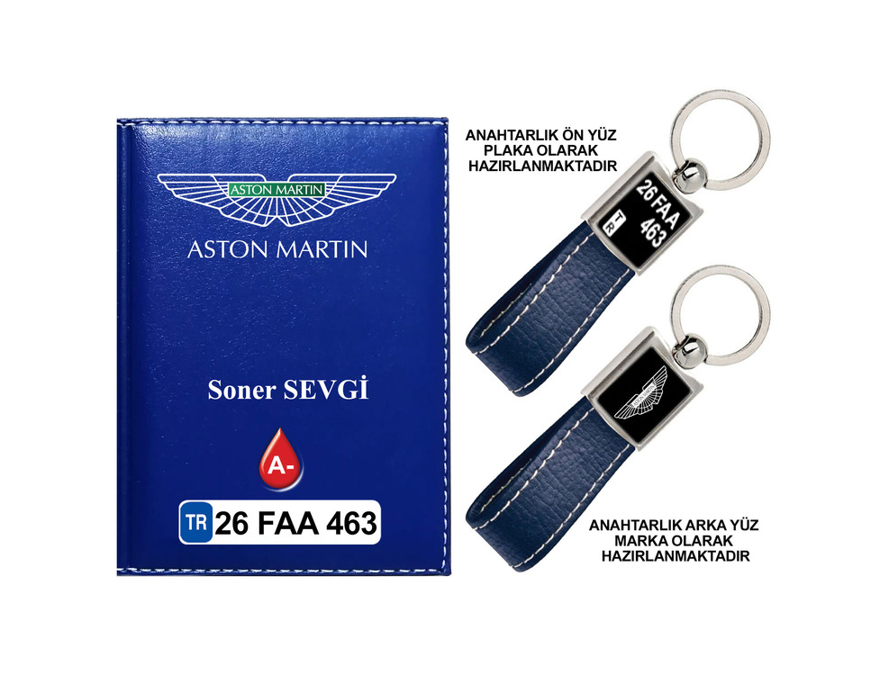 Plakanıza Özel Aston Martin Logolu Ruhsat Kabı ve Anahtarlık 4 Renk Seçeneği Mevcuttur.