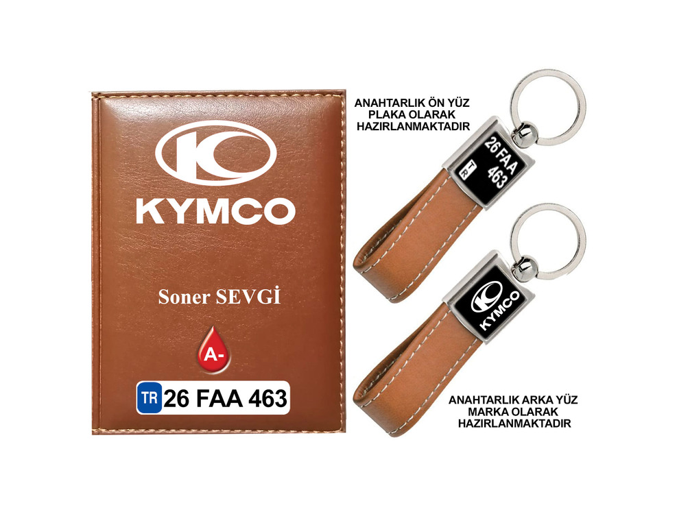 Plakanıza Özel Kymco Logolu Ruhsat Kabı ve Anahtarlık 4 Renk Seçeneği Mevcuttur.