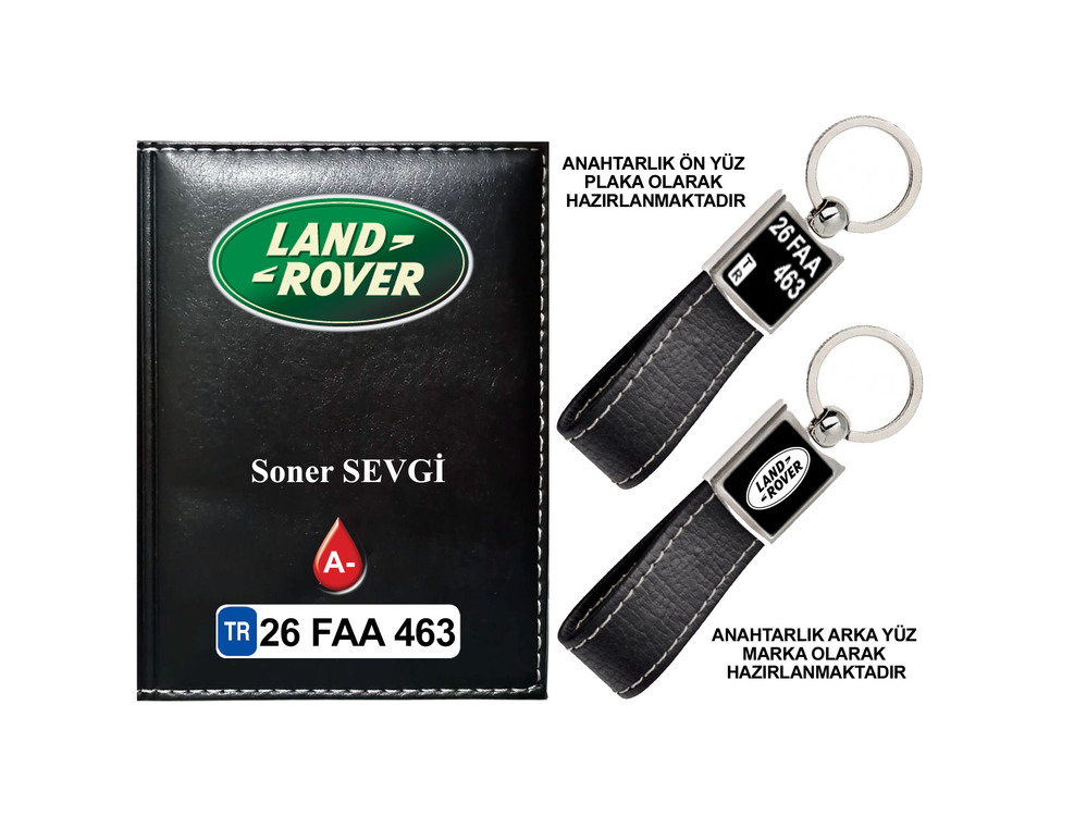 Plakanıza Özel Land Rover Logolu Ruhsat Kabı ve Anahtarlık 4 Renk Seçeneği Mevcuttur.