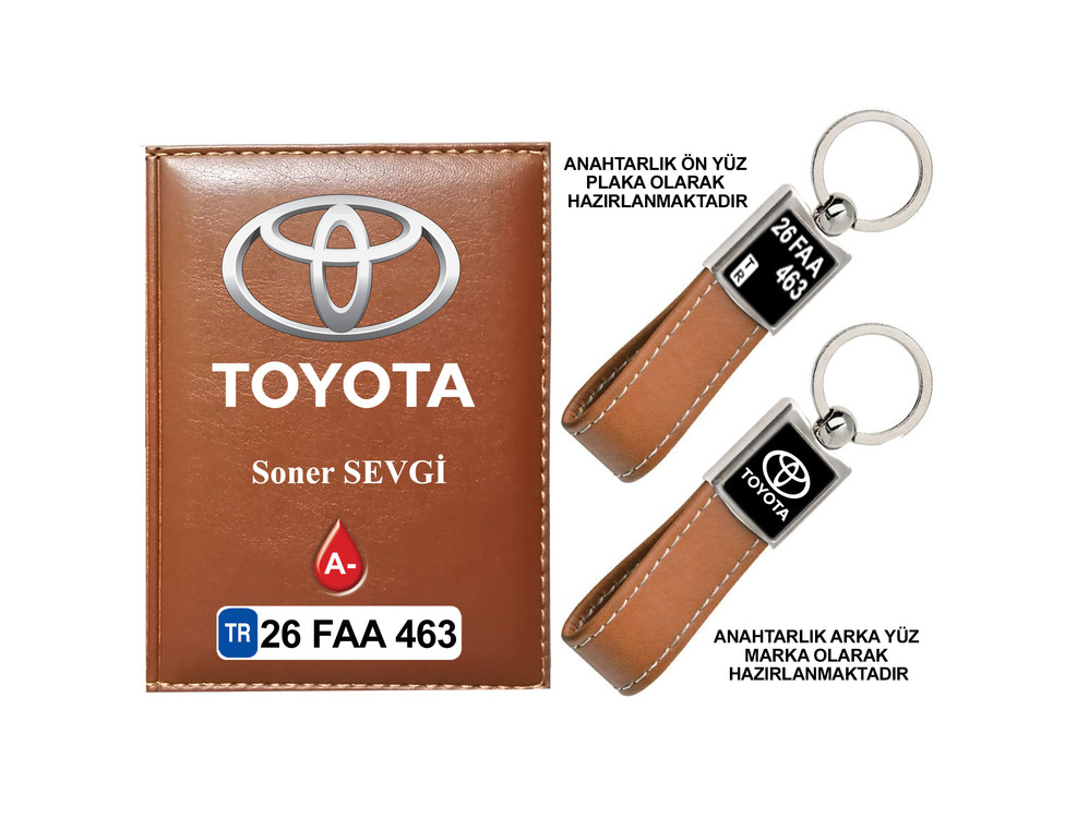 Plakanıza Özel Toyota Logolu Ruhsat Kabı ve Anahtarlık 4 Renk Seçeneği Mevcuttur.