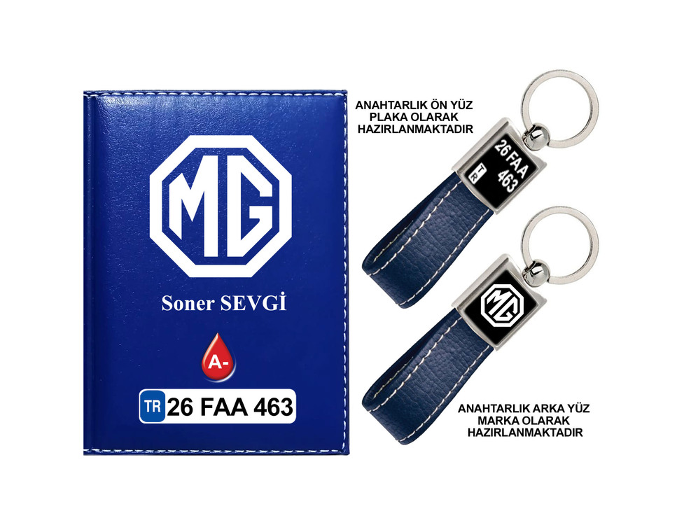 Plakanıza Özel MG Logolu Ruhsat Kabı ve Anahtarlık 4 Renk Seçeneği Mevcuttur.
