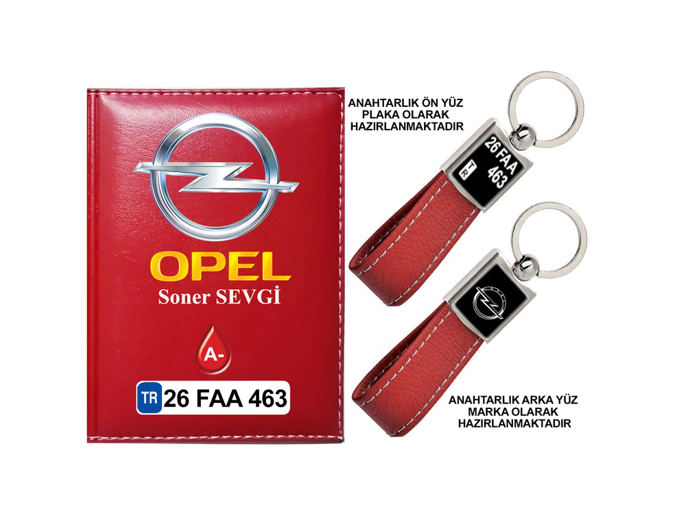 Plakanıza Özel Opel Logolu Ruhsat Kabı ve Anahtarlık 4 Renk Seçeneği Mevcuttur.