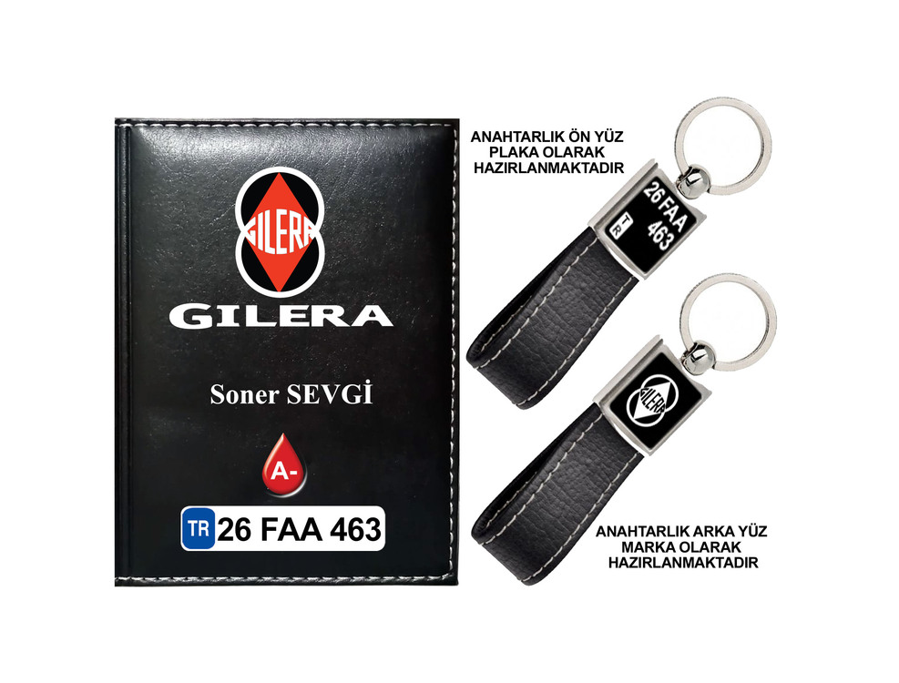Plakanıza Özel Gleria Logolu Ruhsat Kabı ve Anahtarlık 4 Renk Seçeneği Mevcuttur.