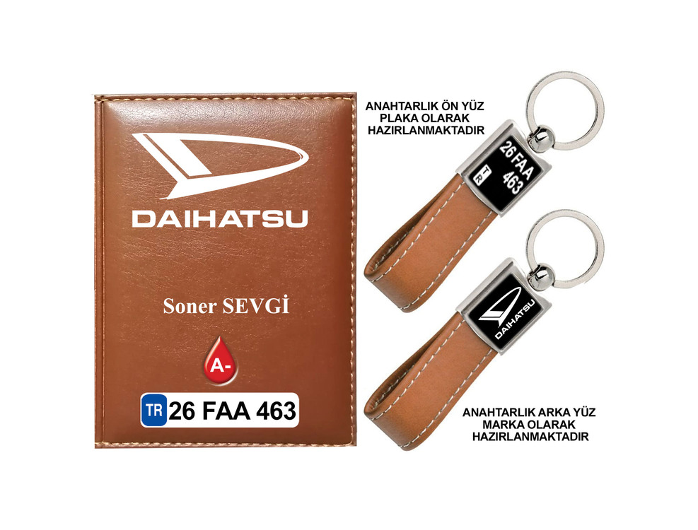 Plakanıza Özel Daıhatsu Logolu Ruhsat Kabı ve Anahtarlık 4 Renk Seçeneği Mevcuttur.