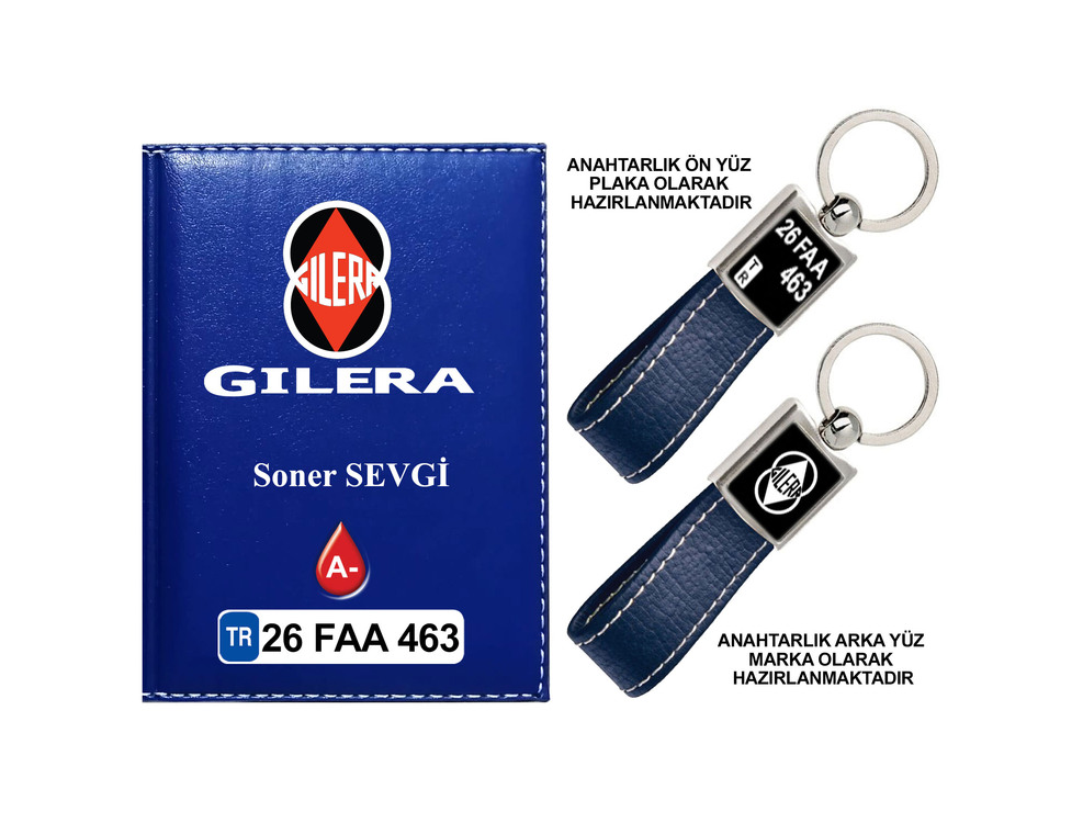 Plakanıza Özel Gleria Logolu Ruhsat Kabı ve Anahtarlık 4 Renk Seçeneği Mevcuttur.