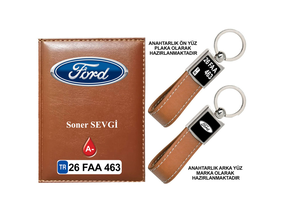 Plakanıza Özel Ford Logolu  Ruhsat Kabı ve Anahtarlık 4 Renk Seçeneği Mevcuttur.
