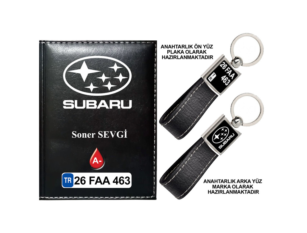 Plakanıza Özel Subaru Logolu Ruhsat Kabı ve Anahtarlık 4 Renk Seçeneği Mevcuttur.