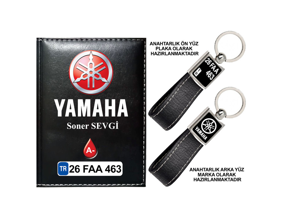 Plakanıza Özel Yamaha Logolu  Ruhsat Kabı ve Anahtarlık 4 Renk Seçeneği Mevcuttur.