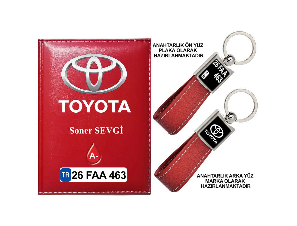 Plakanıza Özel Toyota Logolu Ruhsat Kabı ve Anahtarlık 4 Renk Seçeneği Mevcuttur.