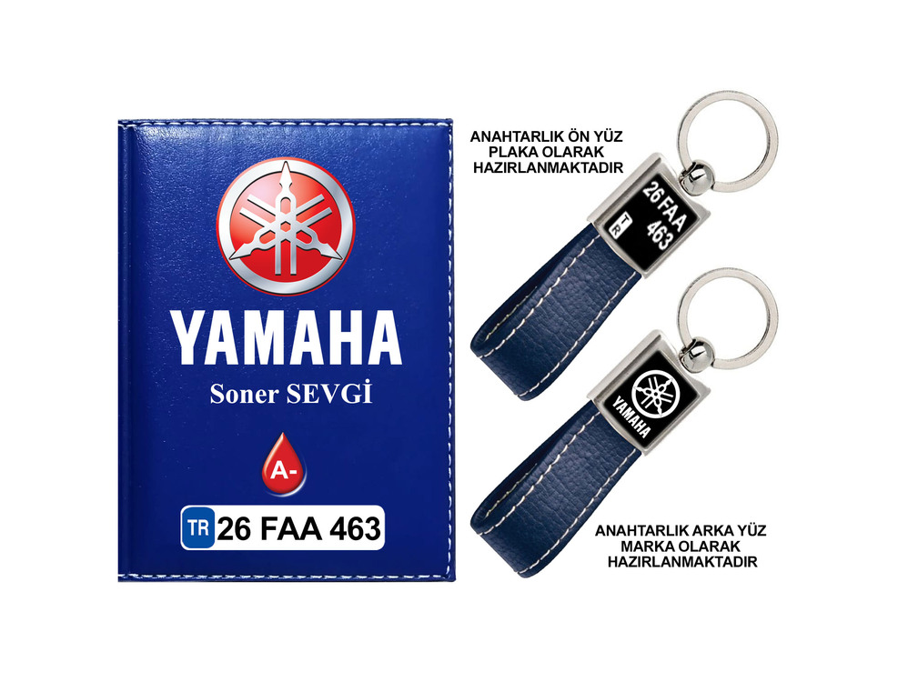 Plakanıza Özel Yamaha Logolu  Ruhsat Kabı ve Anahtarlık 4 Renk Seçeneği Mevcuttur.