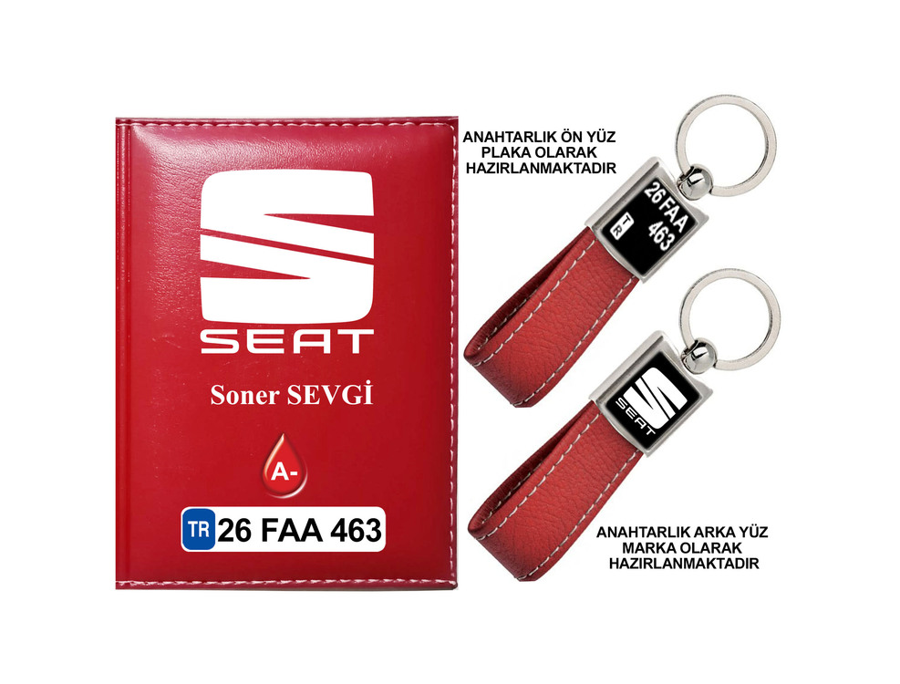 Plakanıza Özel Seat Logolu  Ruhsat Kabı ve Anahtarlık 4 Renk Seçeneği Mevcuttur.