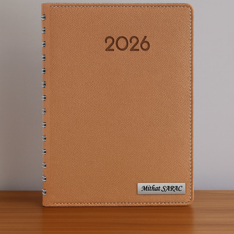 Kişiye Özel  2026 Tarihli Gizli Spiralli Taba Ajanda ve Kalem Seti