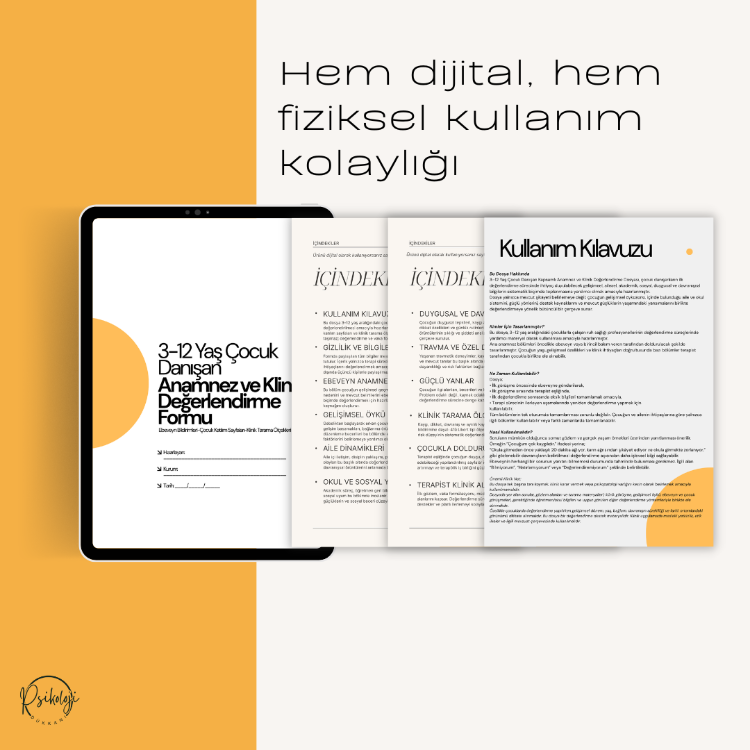 3-12 Yaş Çocuk Danışan Anamnez Formu Seti