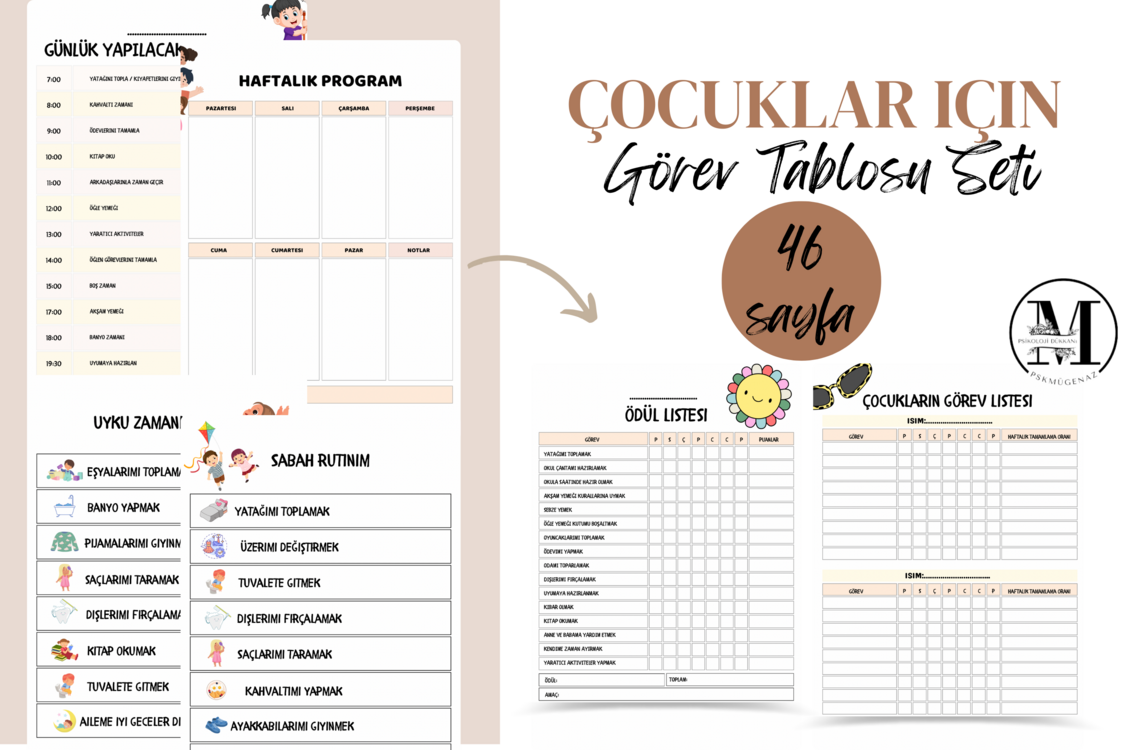 Çocuklar İçin Görev Tablosu Listesi
