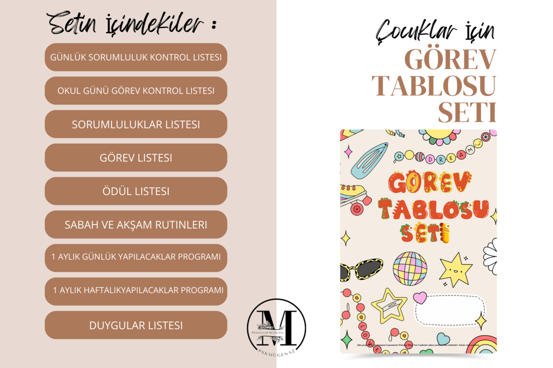 Çocuklar İçin Görev Tablosu Listesi