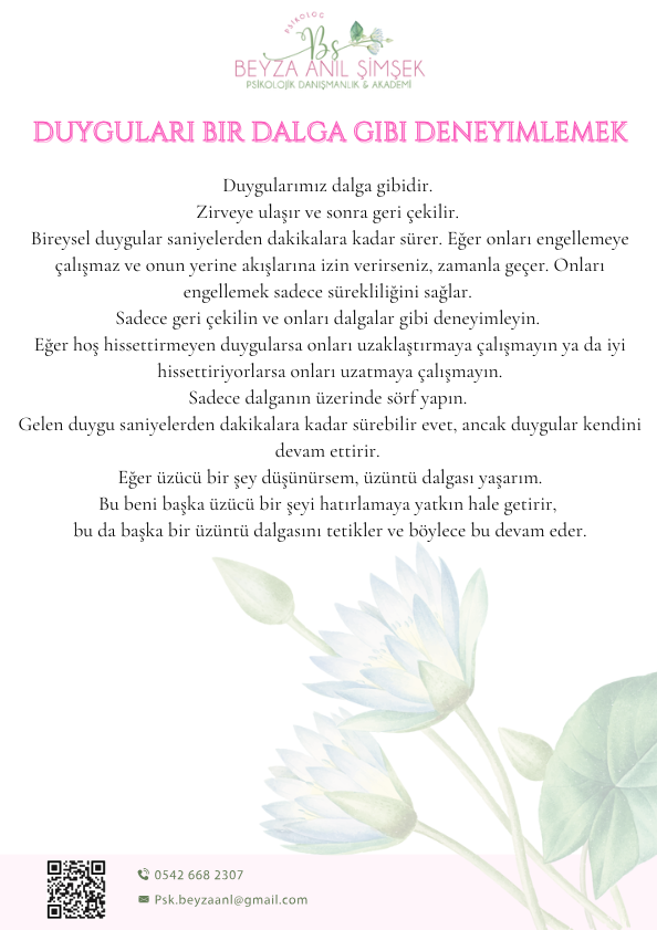 Duyguları bir dalga gibi deneyimlemek- çalışma kağıdı