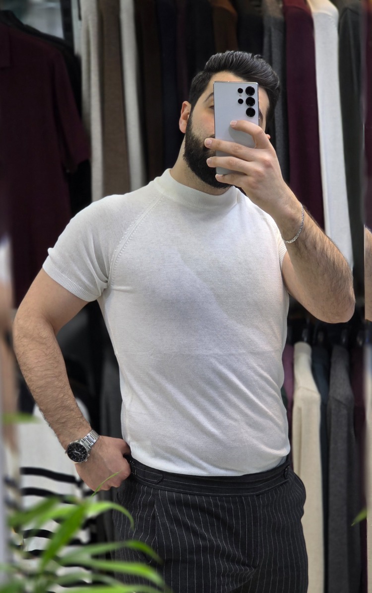 Yarın balıkçı bisiklet yaka pamuk - slim fit triko tişort | T50114
