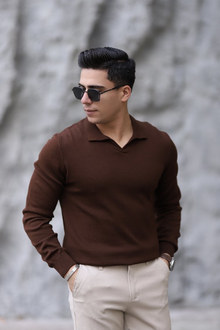 POLO YAKA YARIM PATLI DÜZ ÖRGÜ P011