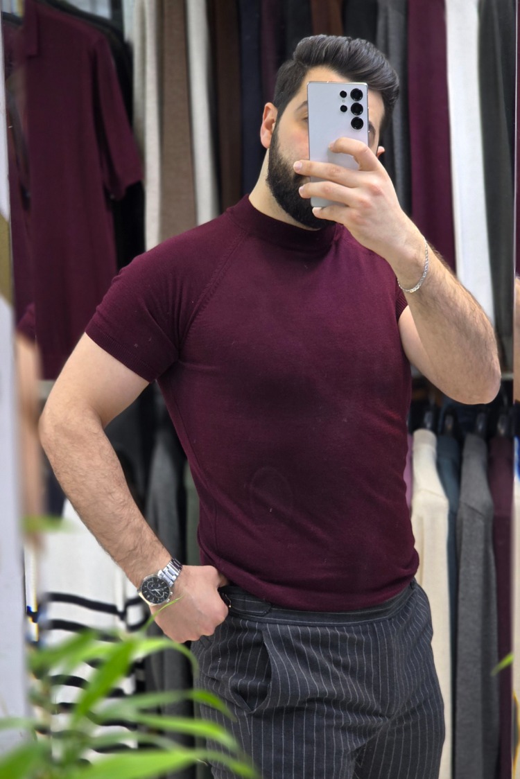 Yarın balıkçı bisiklet yaka pamuk - slim fit triko tişort | T50114