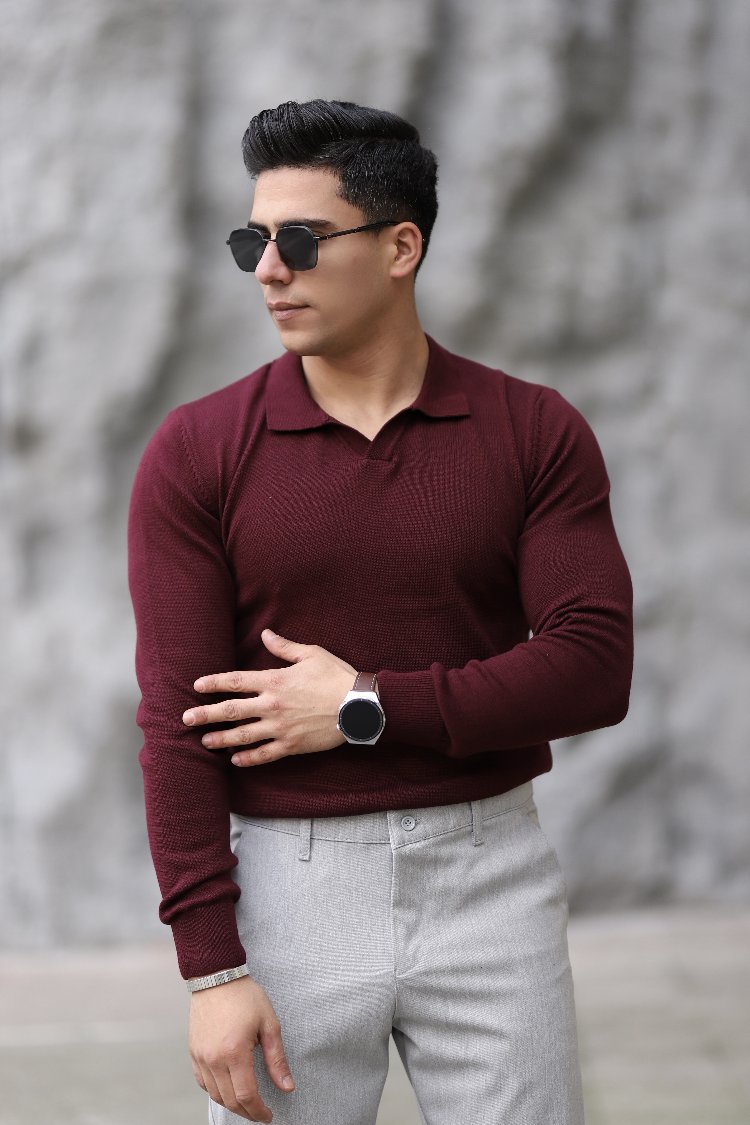 POLO YAKA YARIM PATLI DÜZ ÖRGÜ P011