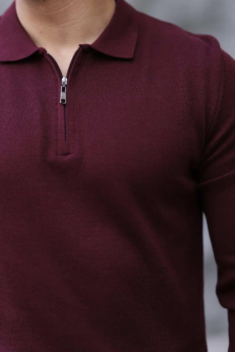 POLO YAKA FERMUARLI DÜZ ÖRGÜ TRİKO P002